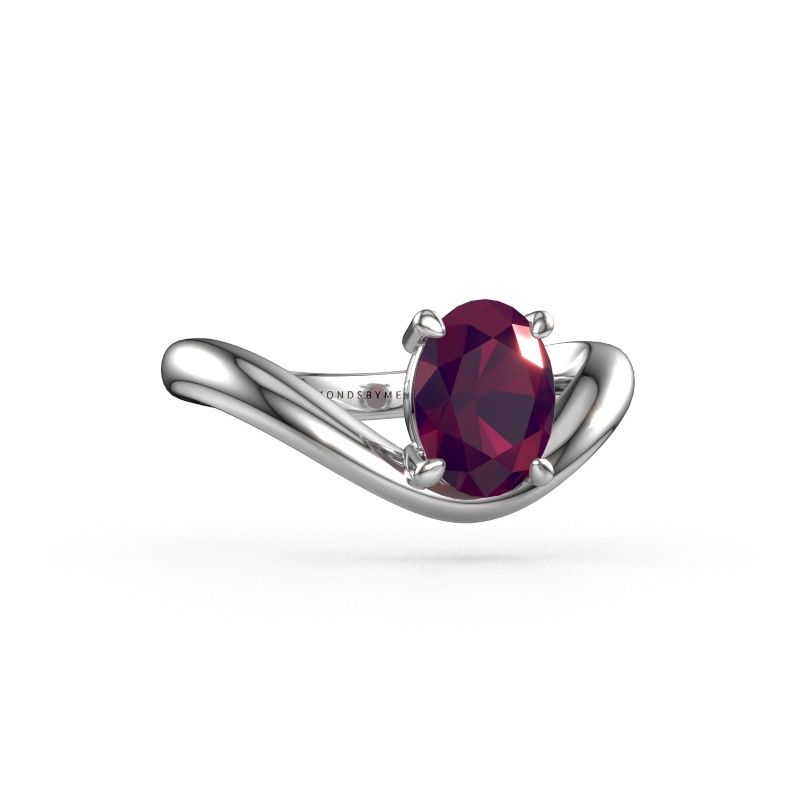 Bague de fiançailles Femke OVL 950 platine rhodolite 8x6 mm