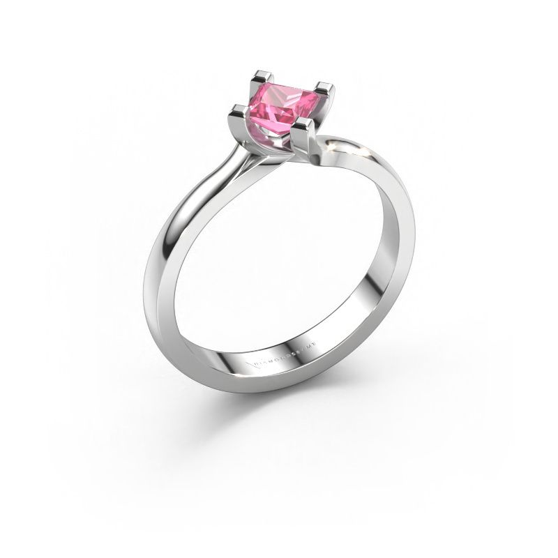Engagement ring Dewi Square 585 white gold pink sapphire 4 mm