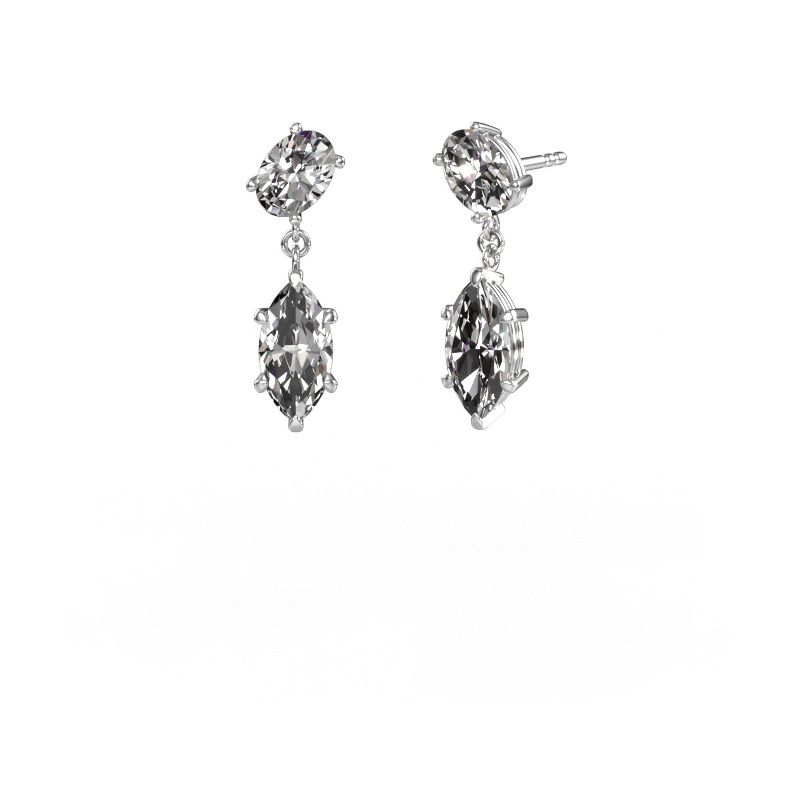 Drop earrings Toi et Moi OVL-MRQ 585 white gold diamond 3.90 crt