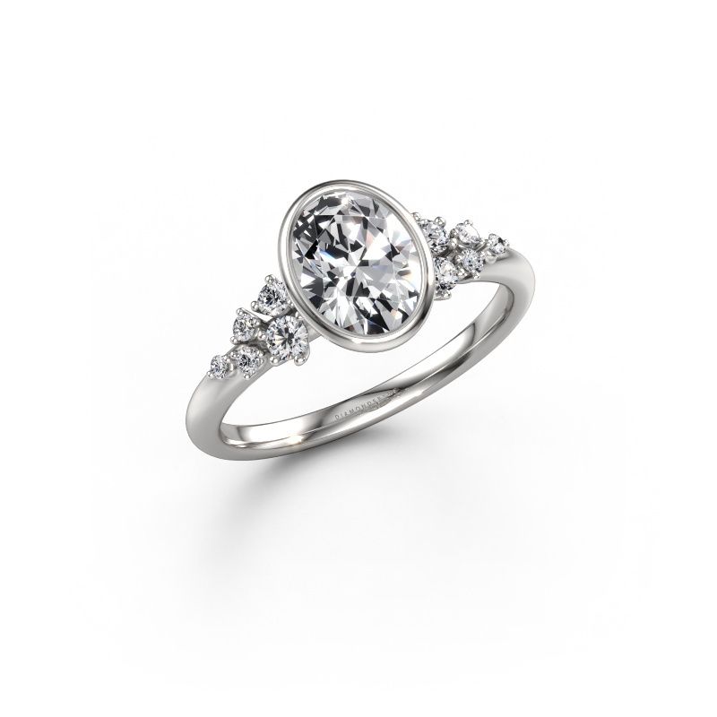Verlobungsring Aliyah OVL 585 Weißgold Zirkonia 8x6 mm