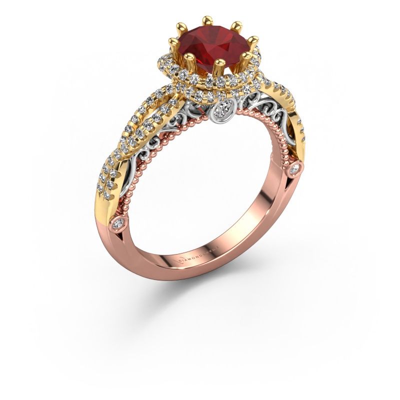 Engagement ring Lysanne 585 rose gold ruby 6.5 mm