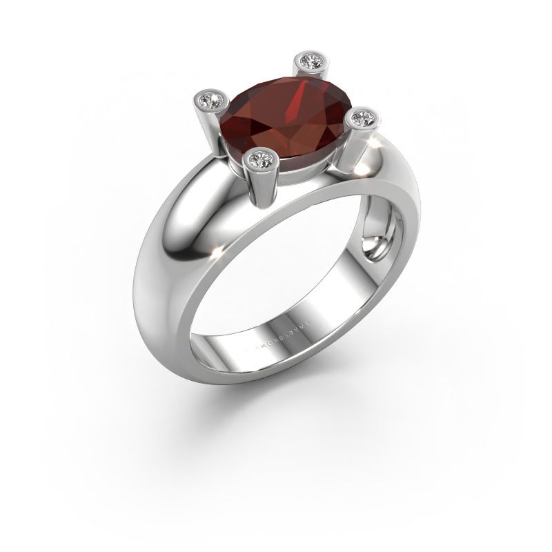 Ring Tamara OVL 585 Weißgold Granat 9x7 mm