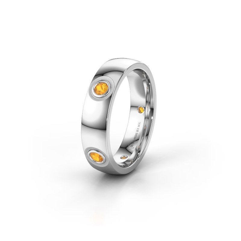 Image of Wedding ring WH0139L25BP<br/>585 white gold ±5x2 mm<br/>Citrin