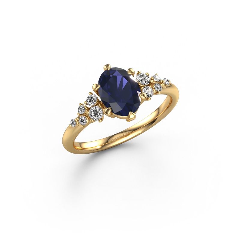 Engagement ring Royce OVL 585 gold sapphire 8x6 mm