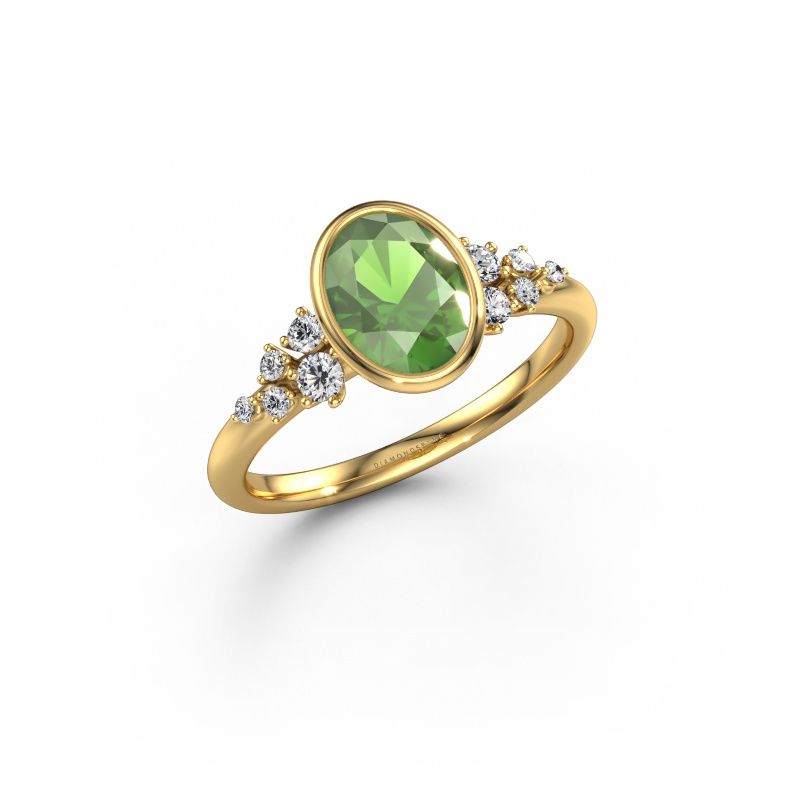 Verlobungsring Aliyah OVL 585 Gold Turmalin grün 8x6 mm