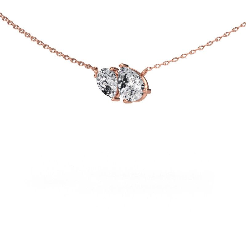 Pendentif Toi et Moi PER PER 585 or rose zircone 8x6 mm