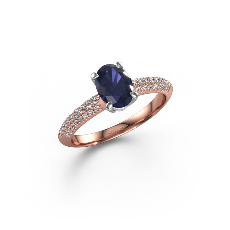 Engagement ring Morane OVL 585 rose gold sapphire 7,5x5,5 mm