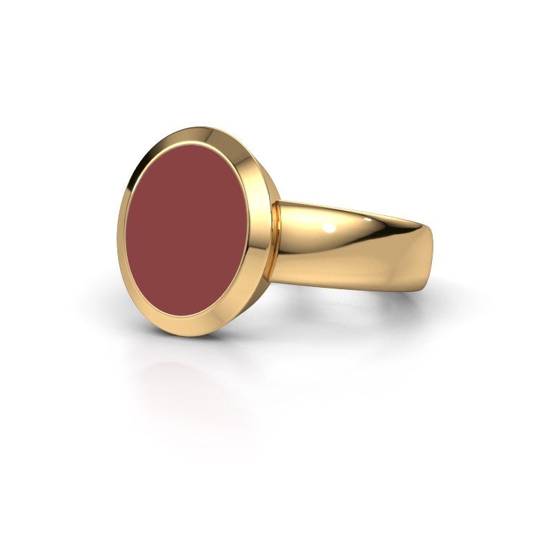 Afbeelding van Zegelring Oscar 3<br/>585 goud<br/>rode emaille 12x10 mm