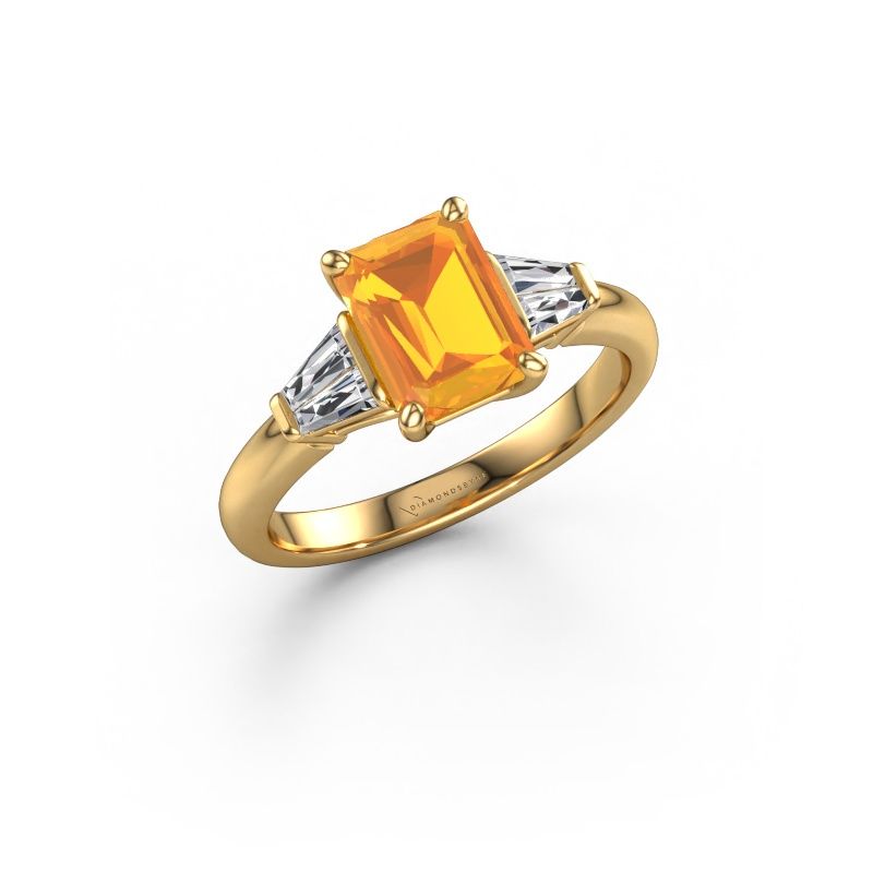 Förlovningsring Kina EME 585 gult guld citrin 8x6 mm
