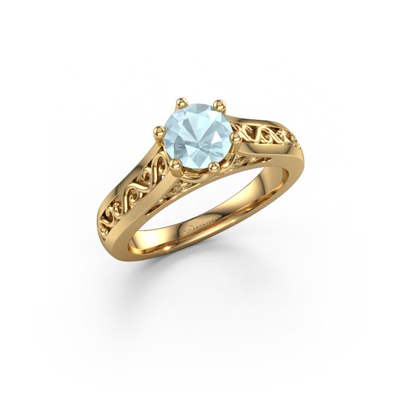 Engagement ring Shan 585 gold aquamarine 6 mm