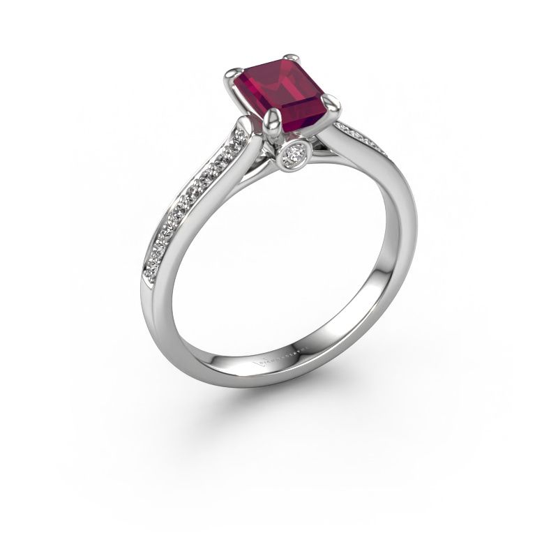 Verlovingsring Valorie eme 2 950 platina rhodoliet 6.5x4.5 mm