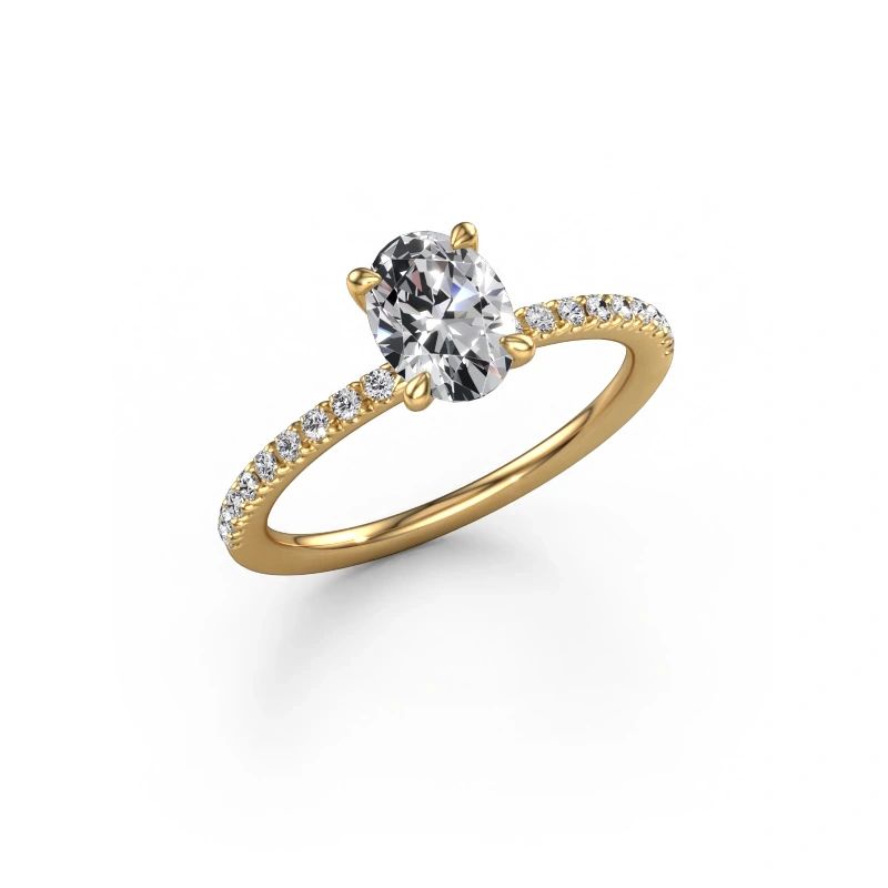 Bague de fiançailles Crystal OVL 2 585 or jaune diamant 0.98 crt