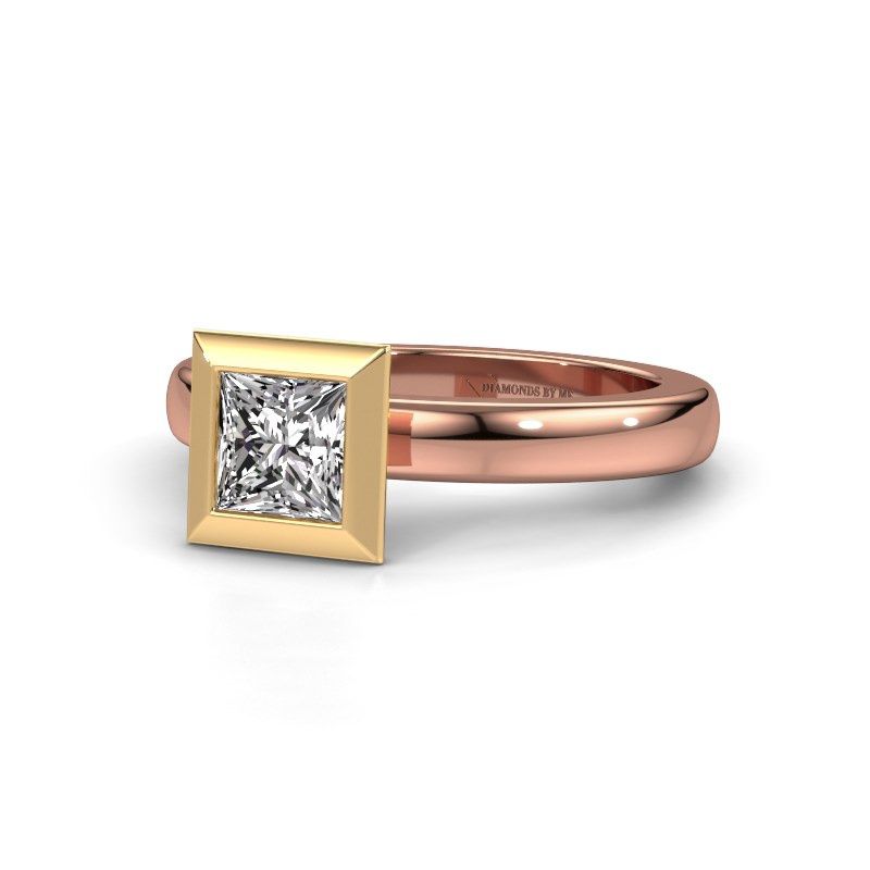 Afbeelding van Stapelring Trudy Square 585 rosé goud diamant 0.80 crt
