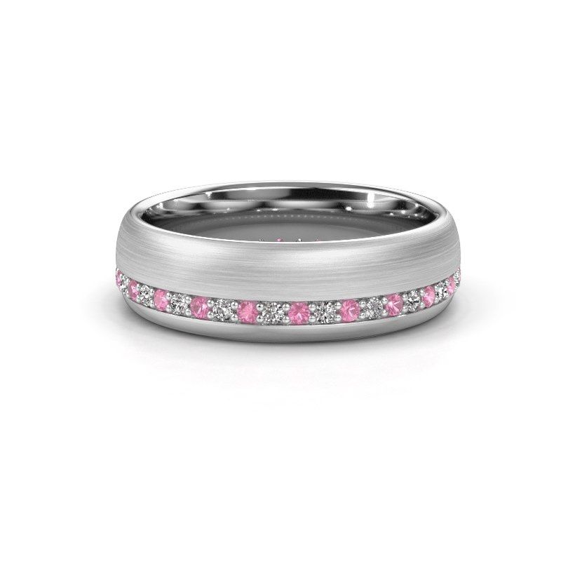 Image of Wedding ring WH0303L36BMP<br/>950 platinum ±6x2 mm<br/>Pink sapphire
