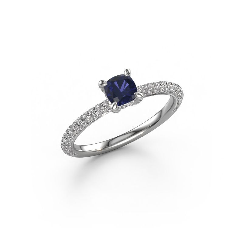 Verlovingsring Saskia 2 CUS 950 platina saffier 4.5 mm