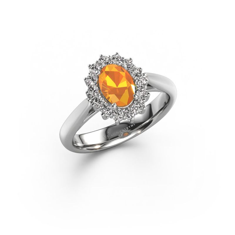 Bague de fiançailles Margien 1 585 or blanc citrine 7x5 mm