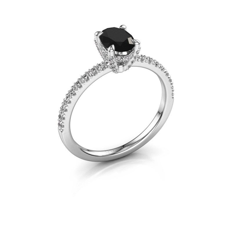 Image of Engagement ring saskia 1 ovl<br/>950 platinum<br/>black diamond 1.33 crt
