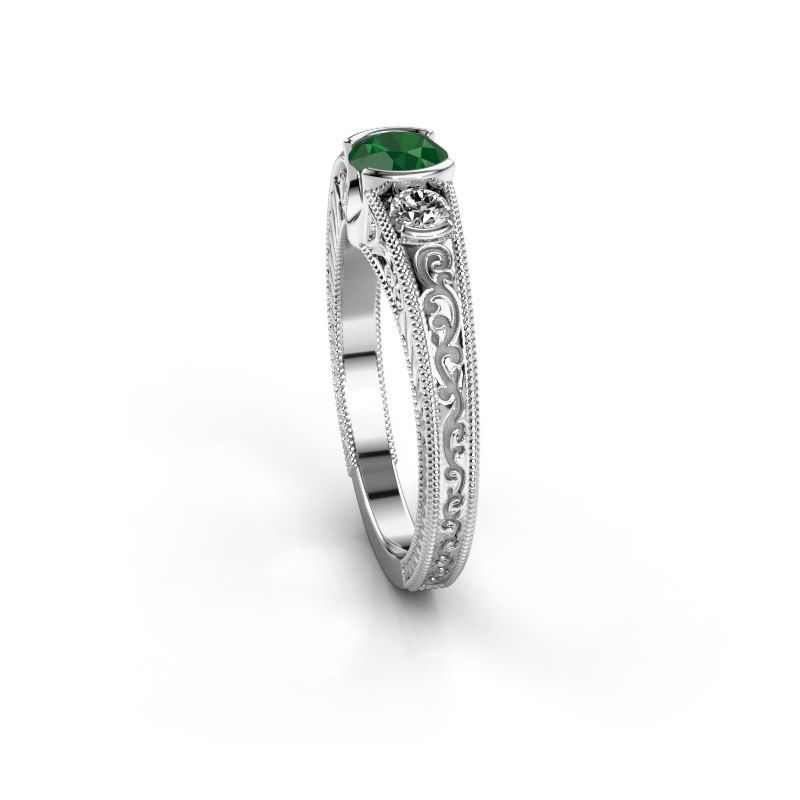 Afbeelding van Promise ring Tasia<br/>585 witgoud<br/>Smaragd 5 mm