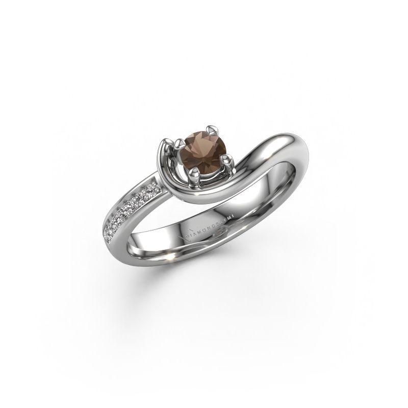 Verlobungsring Ceylin 585 Weißgold Rauchquarz 4 mm