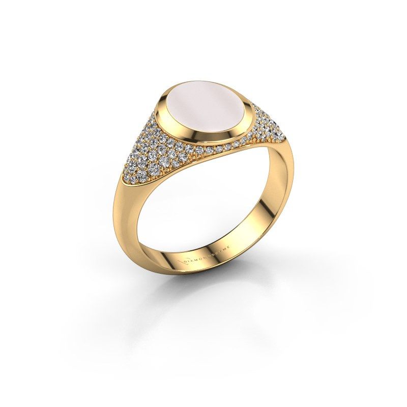 Afbeelding van Pinkring Giovani<br/>585 goud<br/>Rode lagensteen 10x8 mm