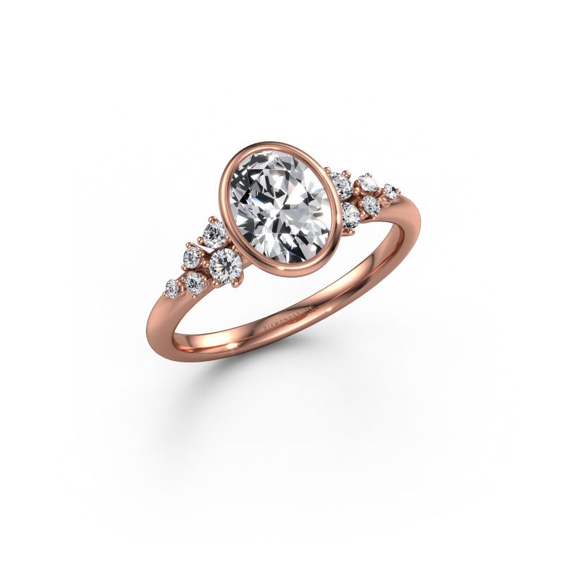 Bague de fiançailles Aliyah OVL 585 or rose zircone 8x6 mm