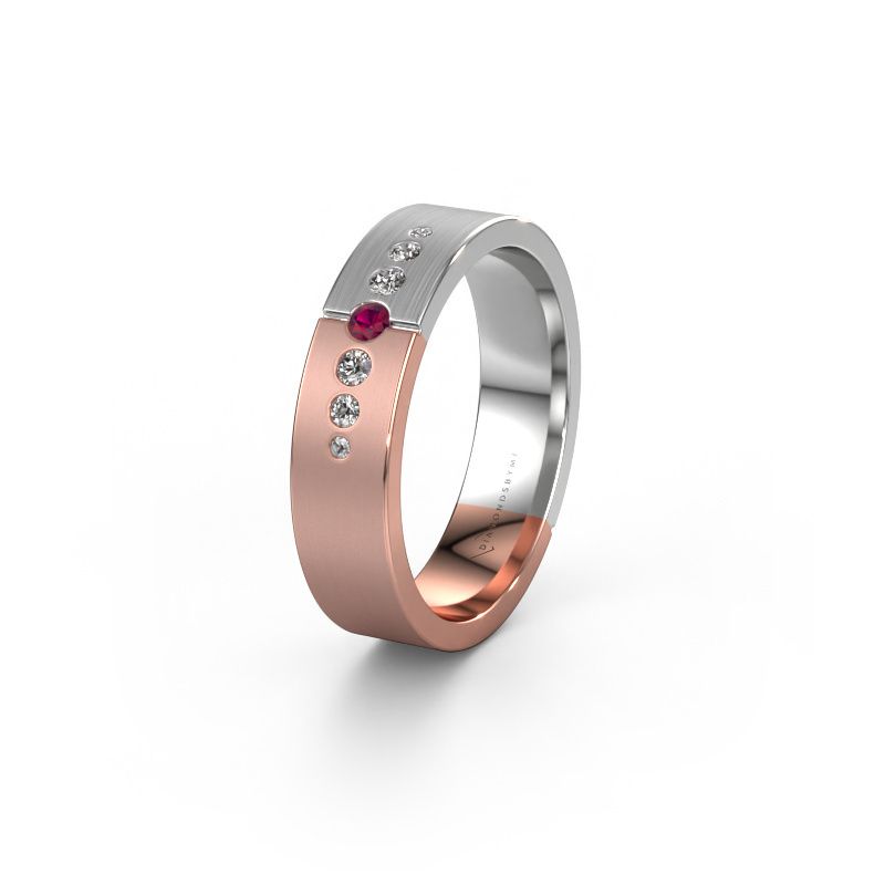 Trouwring WH1101L15SAM 585 rosé goud rhodoliet ±5x1.7 mm