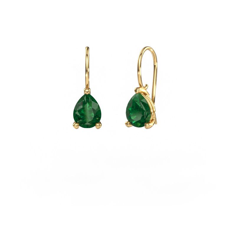 Pendants d'oreilles Cleo PER 585 or jaune emeraude 8x6 mm