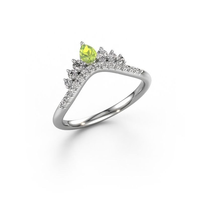 Bague superposable Crown A 585 or blanc péridot 4x3 mm