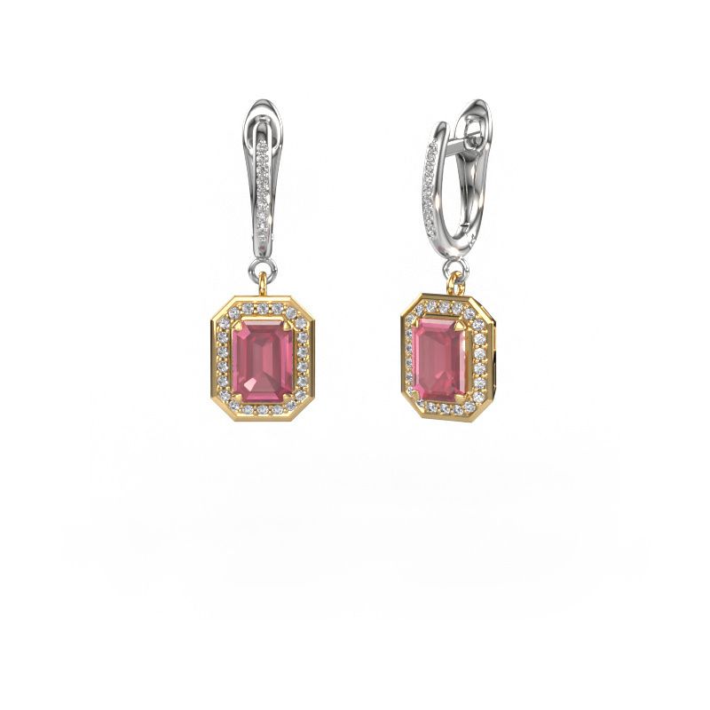 Drop earrings Dodie 2 585 gold tourmaline pink 6.5x4.5 mm