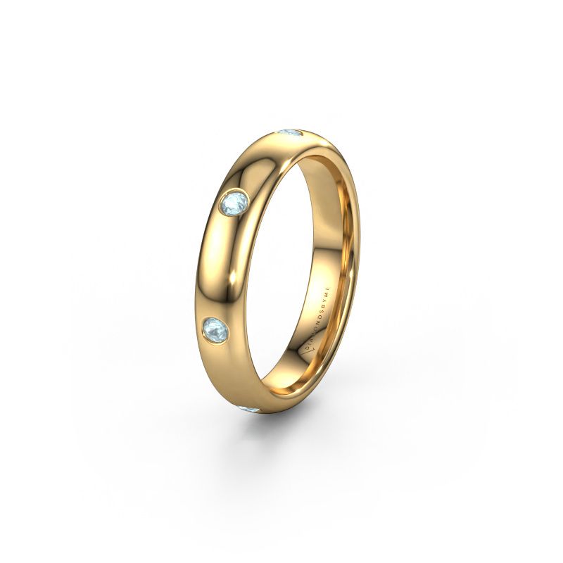 Wedding ring WH0105L34BP 585 gold aquamarine ±4x2 mm