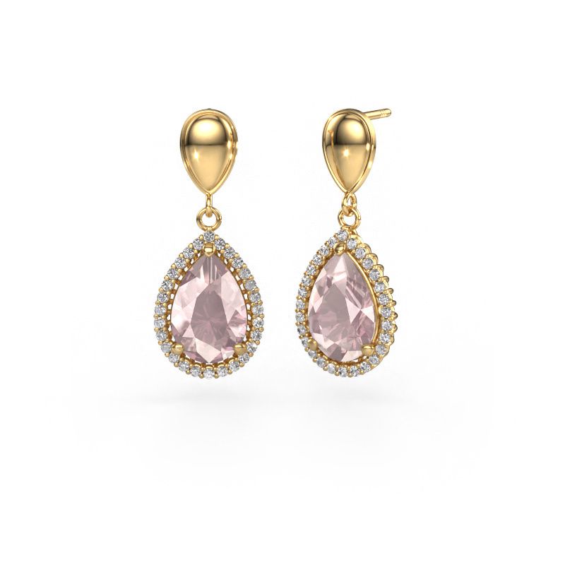Drop earrings Tilly per 1 585 gold morganite champagne 12x8 mm