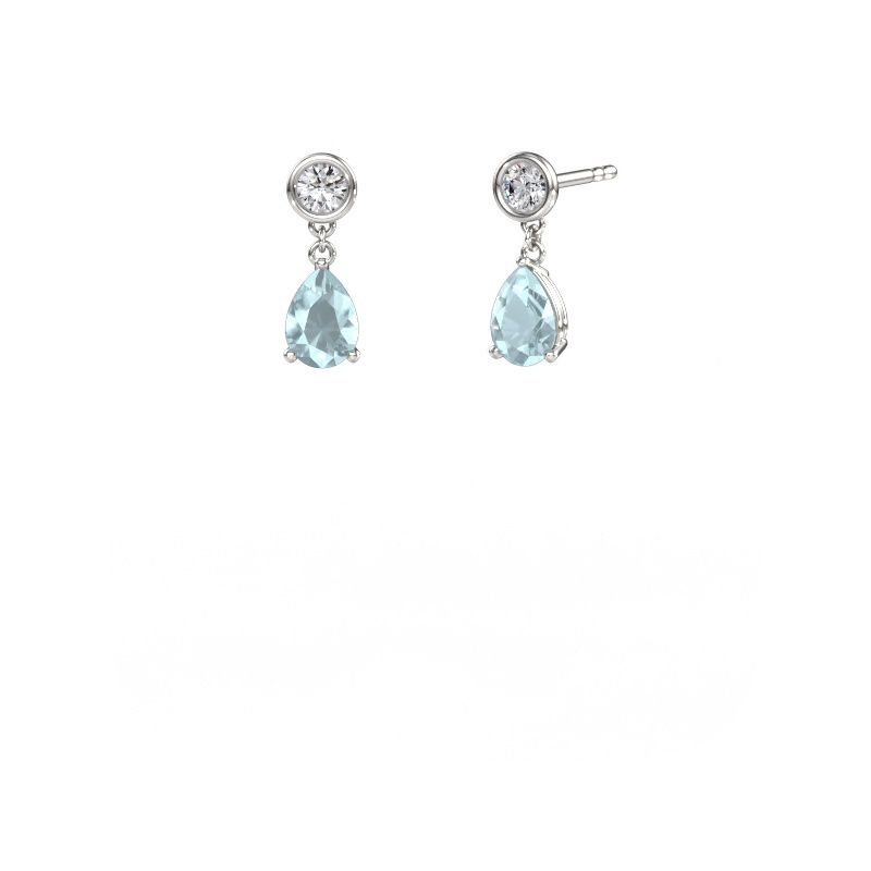 Drop earrings Lacey PER 950 platinum aquamarine 7x5 mm