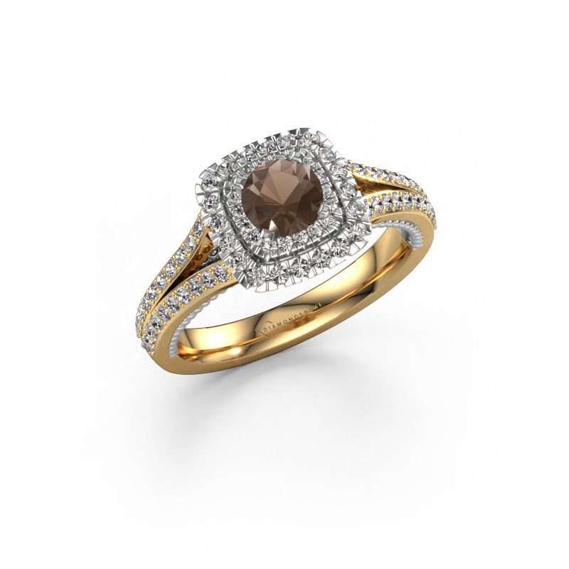 Engagement ring Annette 585 gold smokey quartz 5 mm