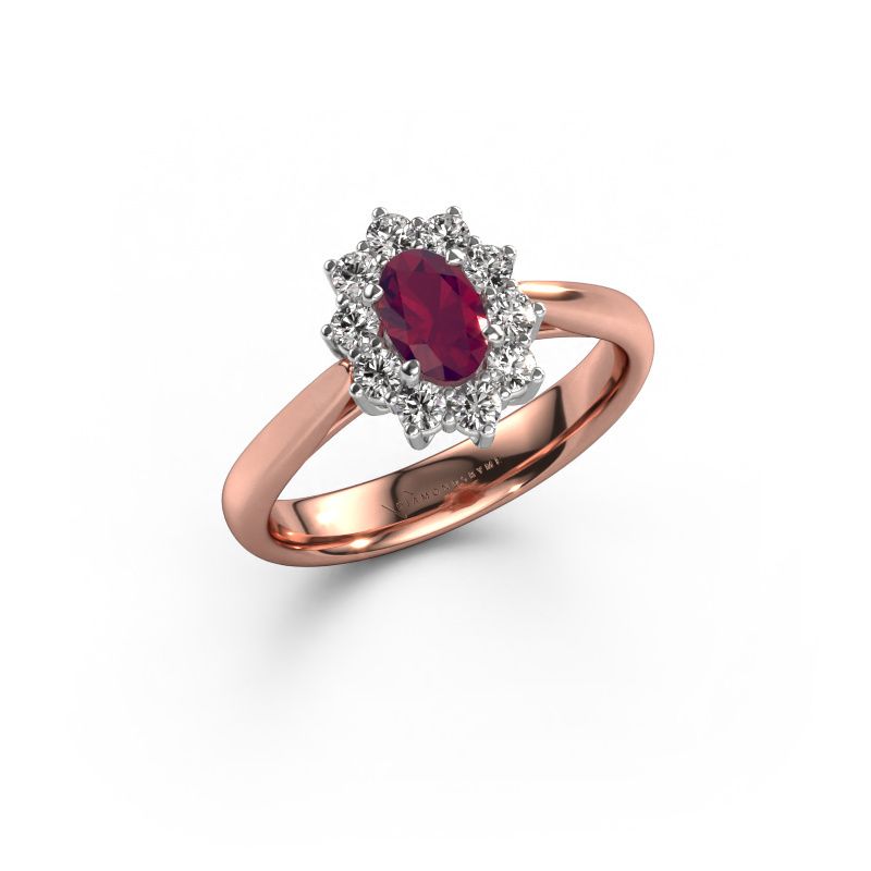 Verlobungsring Leesa 1 585 Roségold Rhodolit 6x4 mm