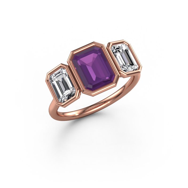 Bague de fiançailles Lavon 3 EME 585 or rose améthyste 8x6 mm
