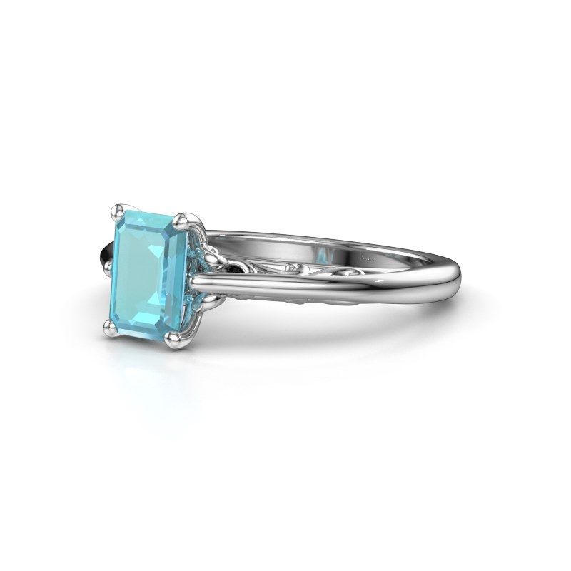 Image of Engagement ring shannon eme<br/>585 white gold<br/>Blue topaz 7x5 mm