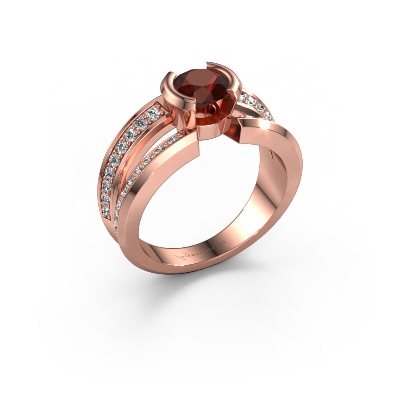 Men's ring Rowan 585 rose gold garnet 6.5 mm