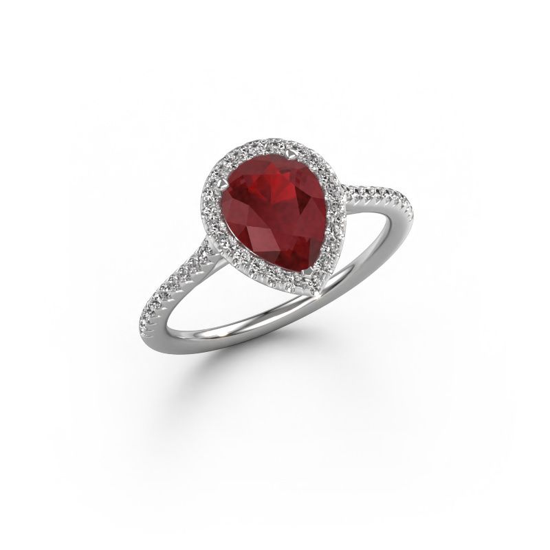Bague de fiançailles Seline per 2 585 or blanc rubis 8x6 mm