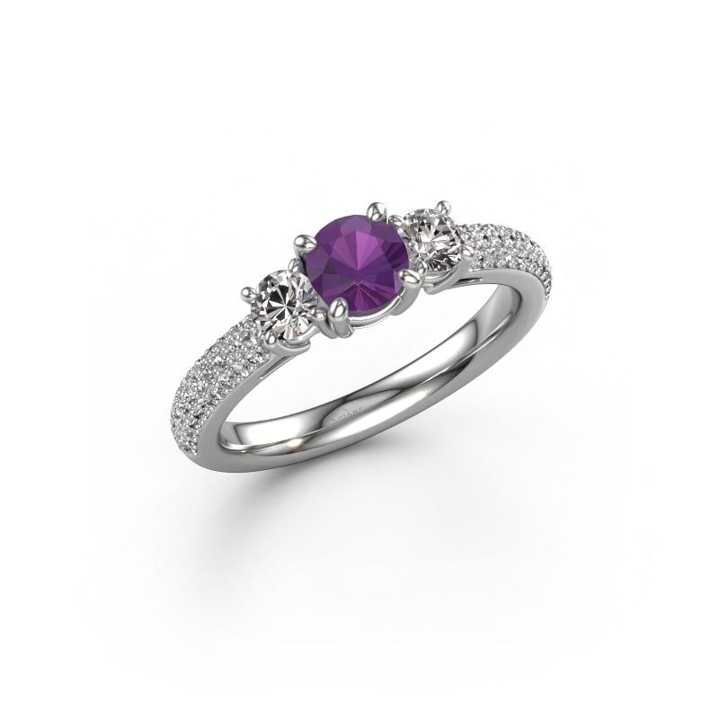 Verlovingsring Marielle RND 950 platina amethist 6 mm