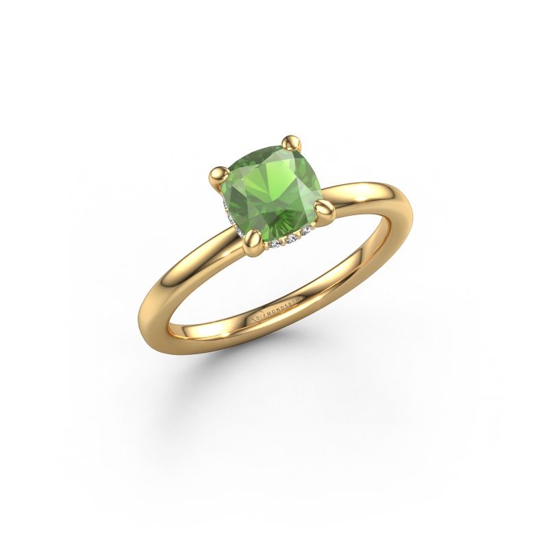 Bague de fiançailles Simone CUS 2 585 or jaune vert tourmaline 6 mm