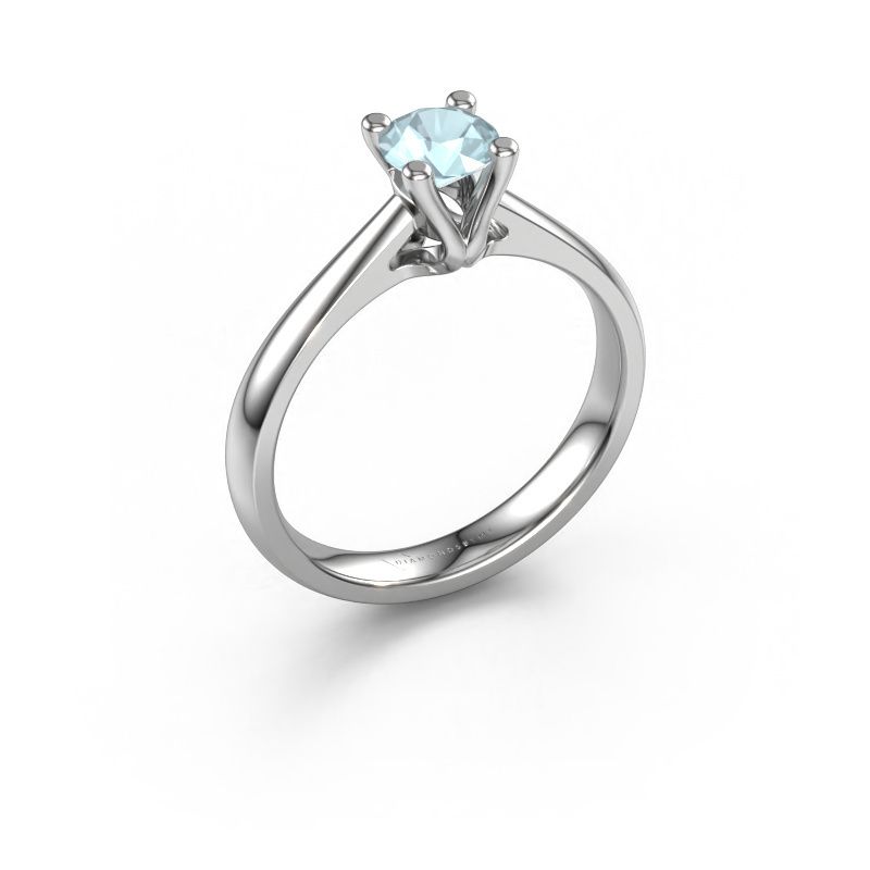 Bague de fiançailles Janna 1 585 or blanc aigue-marine 5 mm