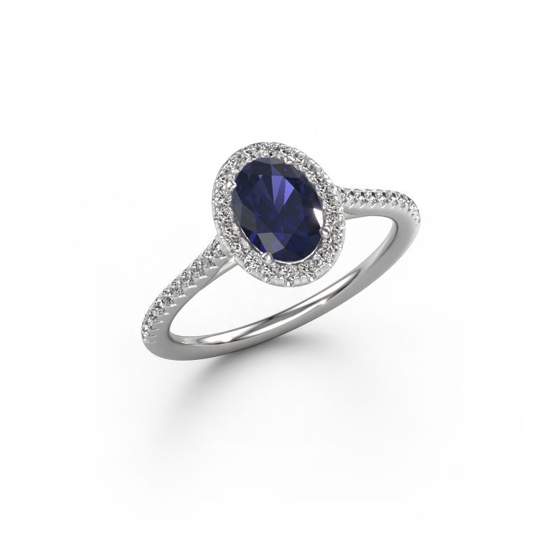Engagement ring Seline ovl 2 585 white gold sapphire 7x5 mm