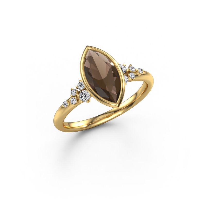 Engagement ring Aliyah MRQ 585 gold smokey quartz 11x5.5 mm