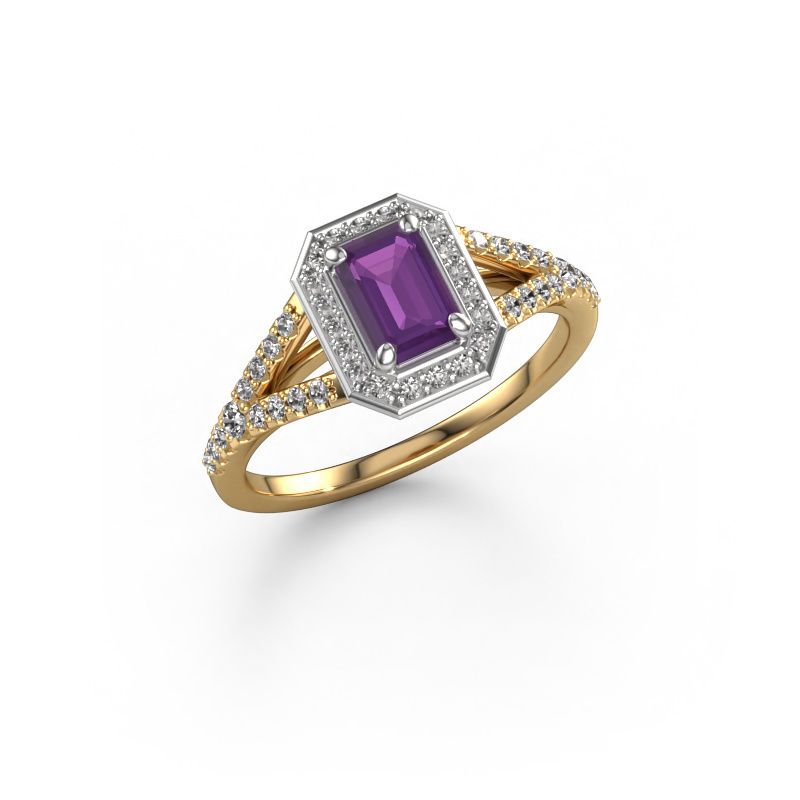 Verlovingsring Pamela EME 585 goud amethist 6x4 mm