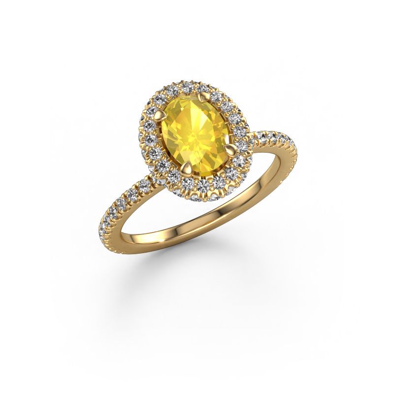 Engagement ring Talitha OVL 585 gold yellow sapphire 7x5 mm