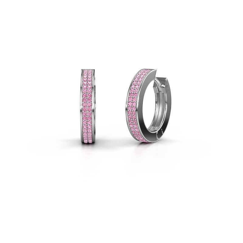 Image of Hoop earrings Renee 5 12 mm 925 silver pink sapphire 1 mm