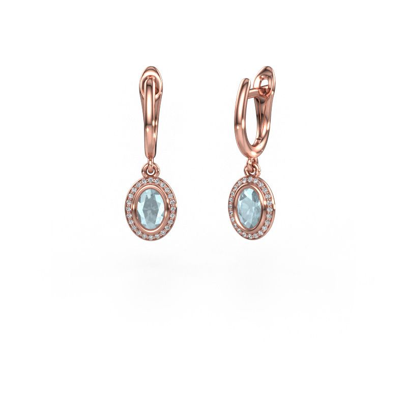 Ohrhänger Noud OVL 585 Roségold Aquamarin 6x4 mm