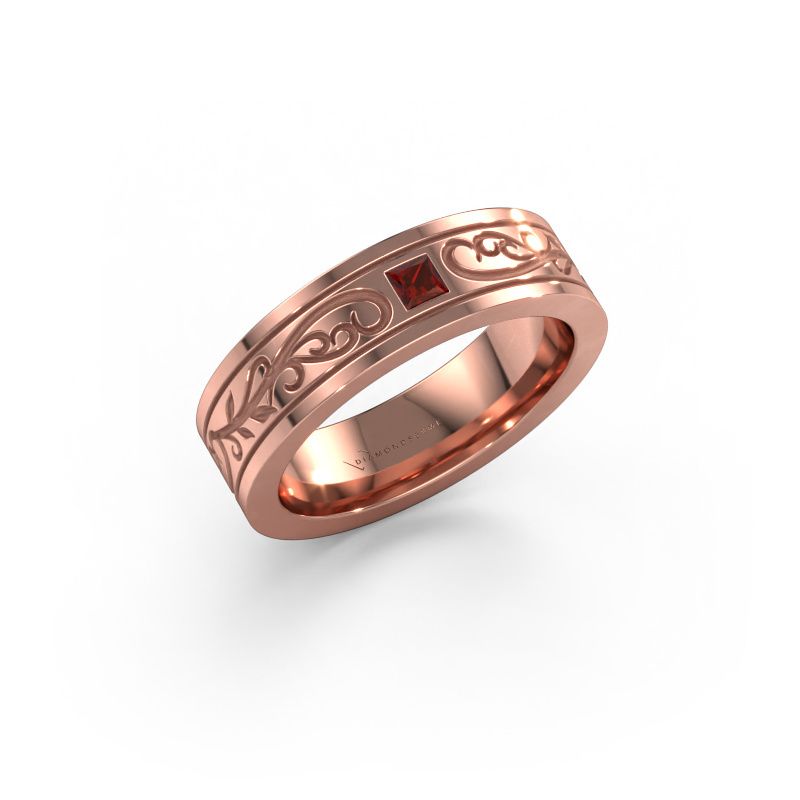 Men's ring Matijs 585 rose gold garnet 3 mm
