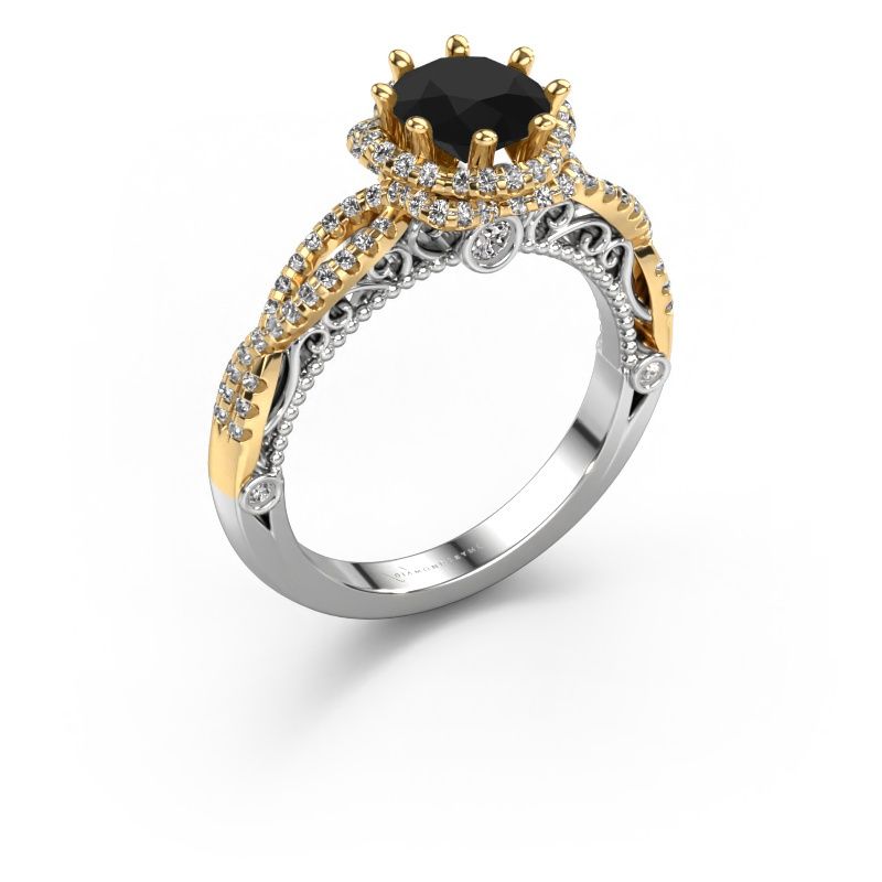 Engagement ring Lysanne 585 white gold black diamond 1.75 crt