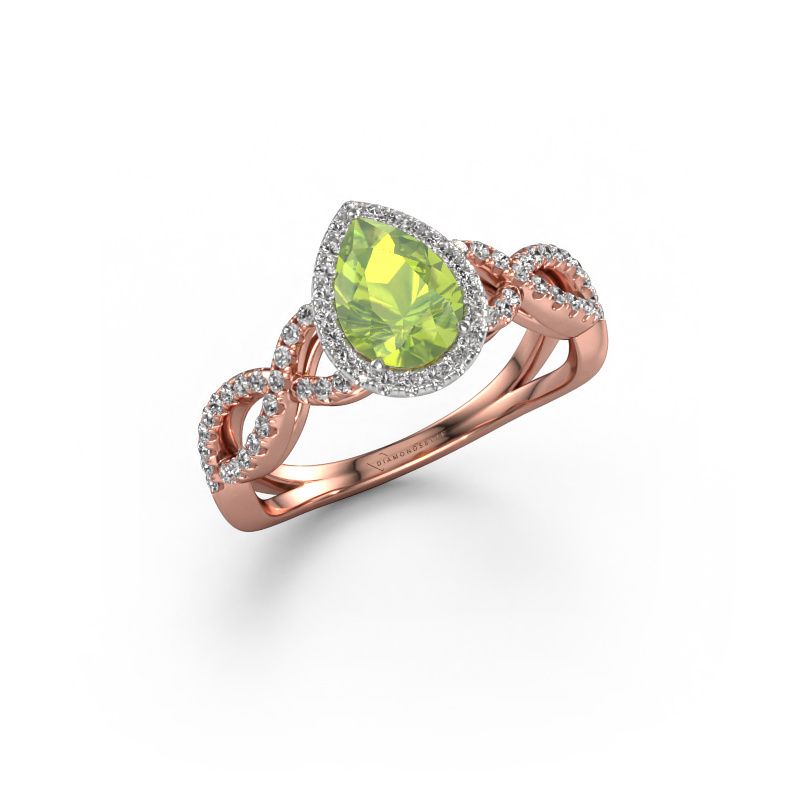 Engagement ring Dionne pear 585 rose gold peridot 7x5 mm